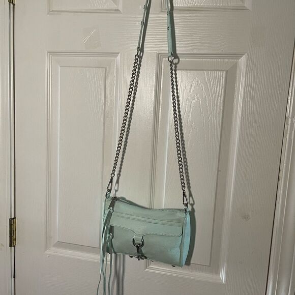Rebecca Minkoff Handbags - Rebecca Minkoff Mini Mac Crossbody Bag Leather mint green Chain Strap Studded